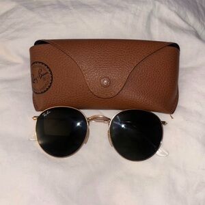 Ray-Ban Gold and Black Sunglasses with Brown Case